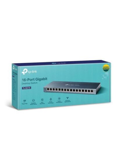 SWITCH TP-LINK GIGABIT ETHERNET TL-SG116 16 PUERTOS ETHERNET 10-100-1000MBPS 32GBIT-S 8000 ENTRADAS - NO ADMINISTRABLE - Image 5