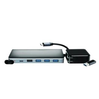 TECHZONE DOCKING STATION SILVERY HUB1 4X USB 2X HDMI 1X VGA 1X RJ-45 1X 3.5MM 2X USB-C 1X SD 1X MICROSD GRIS