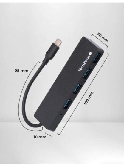 TECHZONE HUB USB-C 3.2 MACHO - 4X USB-A 3.2 500 MBIT-S NEGRO - Image 4
