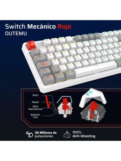 TECLADO GAMER BALAM RUSH LEVEL PRO GK990 LED RGB TKL TECLADO MECANICO OUTEMU RED INALAMBRICO RF INALAMBRICO-BLUETOOTH BLANCO ESPANOL - Image 2
