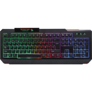 TECLADO GAMER NGKMINOTAUR 104 TECLAS RETROILUMINADO LED MULTICOLOR DISENO ERGONOMICO RESISTENTE A SALPICADURAS ROJO-NEGRO