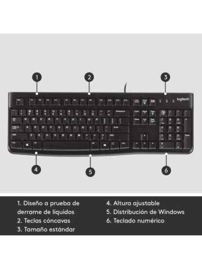 TECLADO LOGITECH K120 USB ALAMBRICO NEGRO (ESPANOL) - Image 7