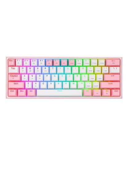 TECLADO MECANICO REDRAGON FIZZ PRO WHITE-PINK BLANCO Y ROSA