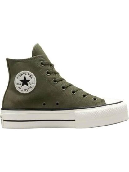 TENIS CASUAL CHUCK TAYLOR ALL STAR LIFT PLATFORM COLORFUL SUEDE VERDE OLIVO CONVERSE