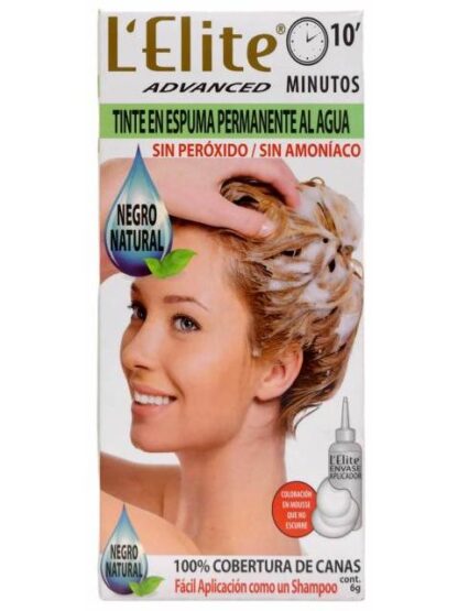 TINTE EN ESPUMA PERMANENTE AL AGUA NEGRO MUJER 6 G LELITE