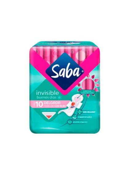 TOALLA SABA FEM INVISIBLE CON ALAS 10 PZ