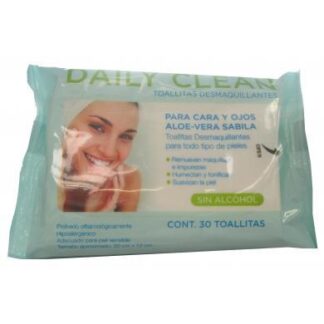 TOALLITAS DESMAQUILLANTES ALOE VERA 30 PZAS DAILY CLEAN