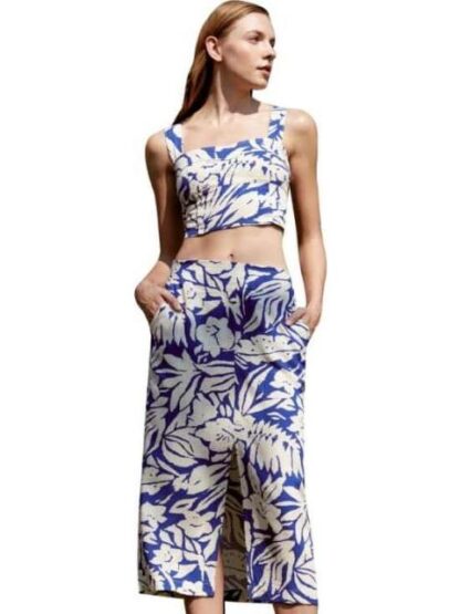 TOP CORTO DE LINO AZUL HOLLY LAND - Image 2