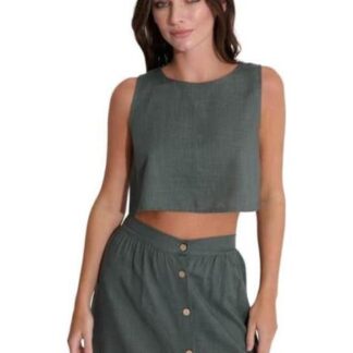 TOP DE LINO VERDE OLIVO HOLLY LAND