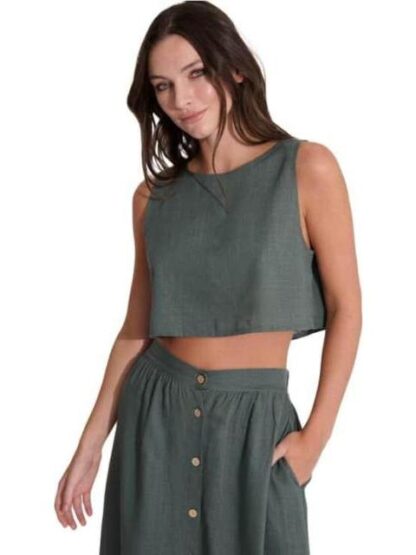 TOP DE LINO VERDE OLIVO HOLLY LAND - Image 6