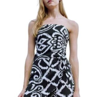 TOP STRAPLES DE LINO BLANCO/NEGRO HOLLY LAND