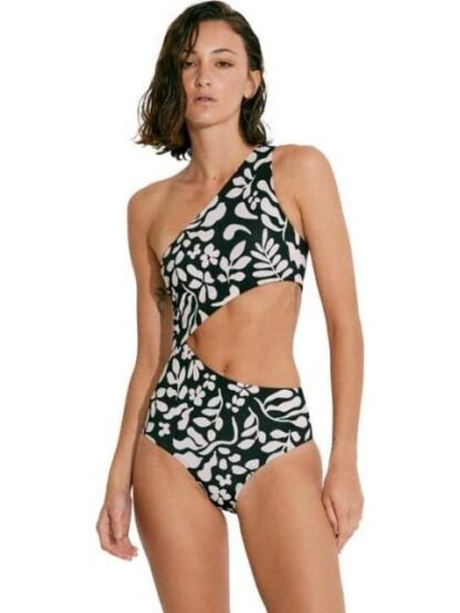TRAJE DE BAÑO ASIMETICO ESTAMPADO BLANCO/NEGRO HOLLY LAND - Image 3
