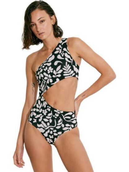 TRAJE DE BAÑO ASIMETICO ESTAMPADO BLANCO/NEGRO HOLLY LAND - Image 4