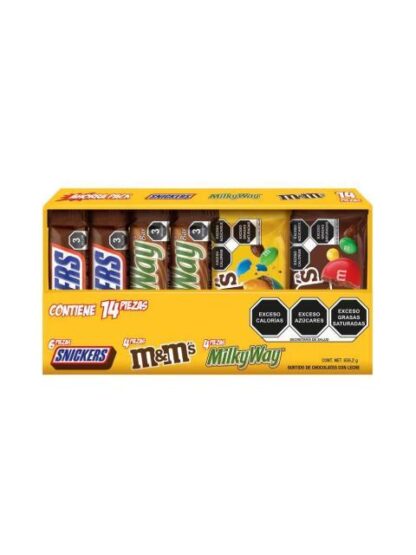 VARIETY PACK SNICKERS MILKY M&M PAQUETE CON 14 PIEZAS
