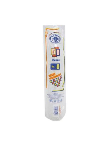VASO PLASTICO REYMA #8 BOLSA CON 50 PIEZAS
