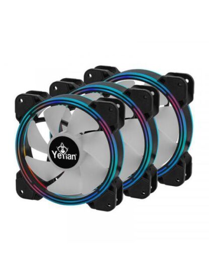 VENTILADOR YEYIAN TYPHOON LII MASTER ARGB LED 120MM 1300RPM NEGRO - 3 PIEZAS INCLUYE HUB-CONTROL-2 TIRAS LED