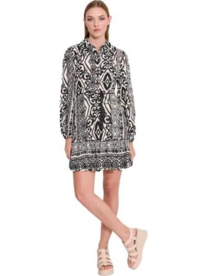 VESTIDO CAMISERO ESTAMPADO NEGRO HOLLY LAND