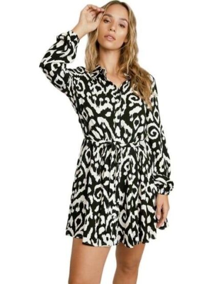 VESTIDO CAMISERO ESTAMPADO NEGRO HOLLY LAND - Image 3