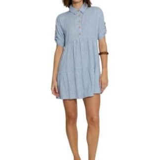 VESTIDO CORTO DE LINO AZUL HOLLY LAND