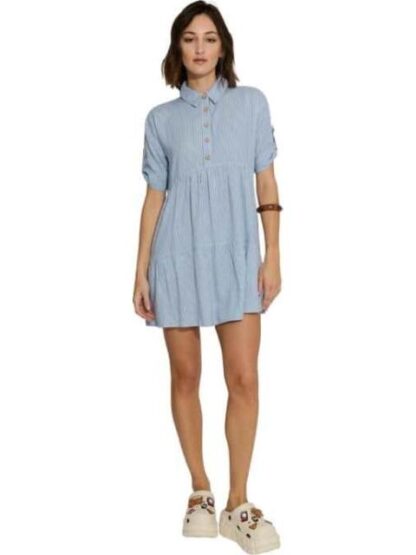 VESTIDO CORTO DE LINO AZUL HOLLY LAND
