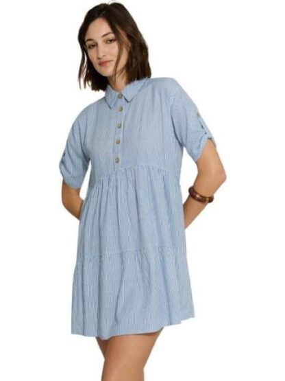 VESTIDO CORTO DE LINO AZUL HOLLY LAND - Image 3