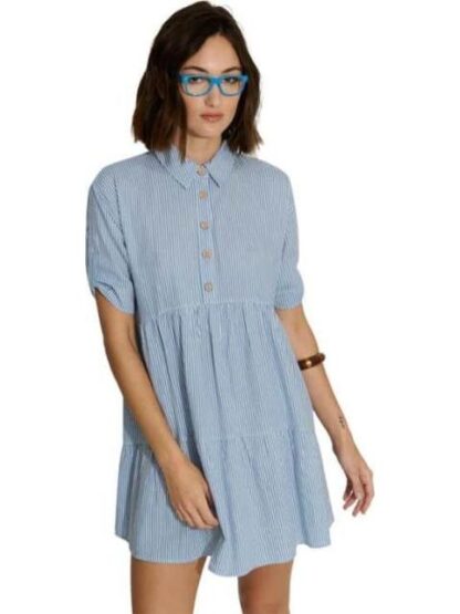VESTIDO CORTO DE LINO AZUL HOLLY LAND - Image 5