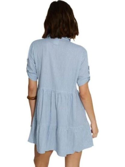 VESTIDO CORTO DE LINO AZUL HOLLY LAND - Image 6