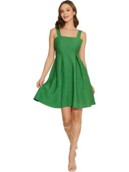 VESTIDO CORTO DE LINO VERDE HOLLY LAND - Image 2