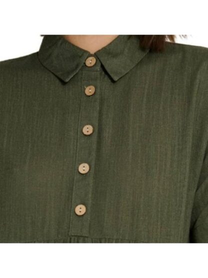 VESTIDO CORTO DE LINO VERDE OLIVO HOLLY LAND - Image 6
