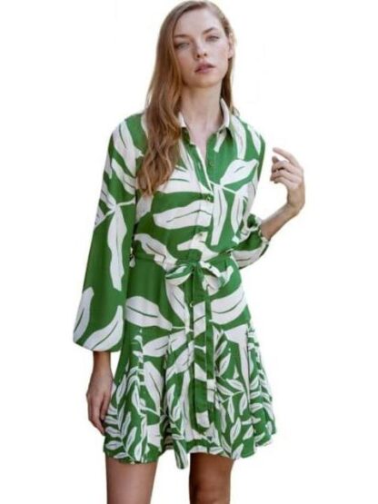 VESTIDO CORTO ESTAMPADO VERDE HOLLY LAND