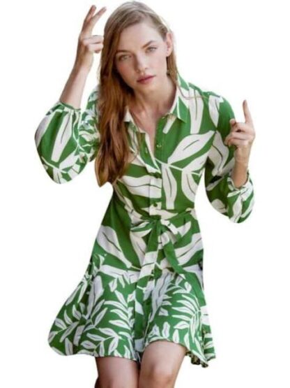 VESTIDO CORTO ESTAMPADO VERDE HOLLY LAND - Image 5