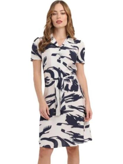 VESTIDO DAMA CONTEMPORANEA AZUL MARINO YAELI FASHION - Image 3