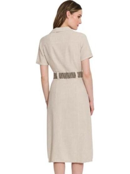VESTIDO DE LINO CON CINTURON NUDE HOLLY LAND - Image 4
