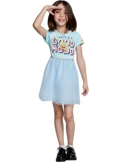 VESTIDO ESTAMPADO APLICACIONES AZUL MENTA BOB ESPONJA - Image 4