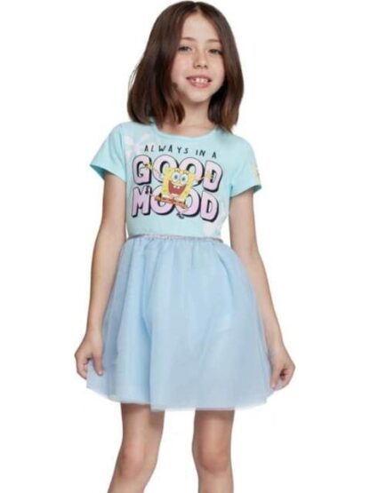 VESTIDO ESTAMPADO APLICACIONES AZUL MENTA BOB ESPONJA - Image 6