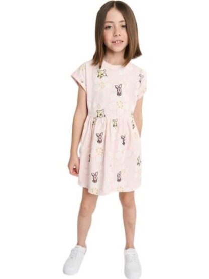 VESTIDO ESTAMPADO APLICACIONES CORAL WINNIE THE POOH