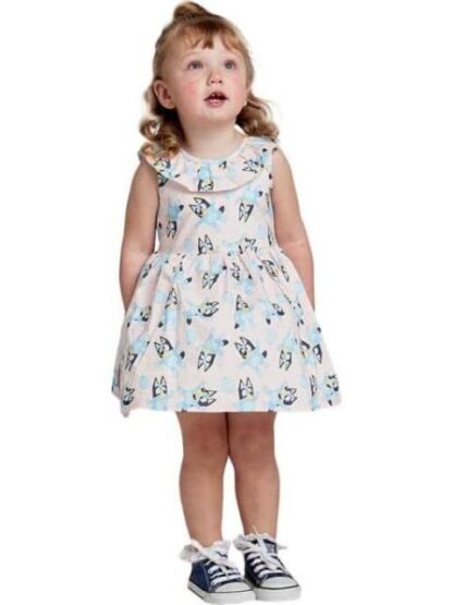 VESTIDO ESTAMPADO APLICACIONES ROSA BLUEY