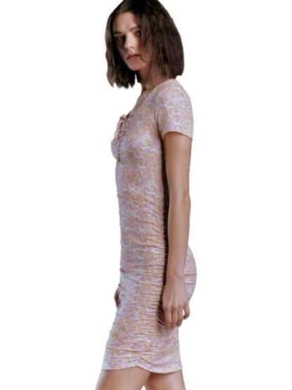 VESTIDO ESTAMPADO FRUNCIDO NARANJA HOLLY LAND