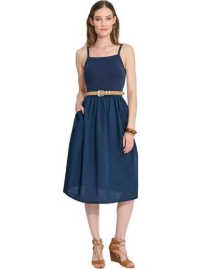 VESTIDO LARGO CON COPAS AZUL MARINO HOLLY LAND - Image 6