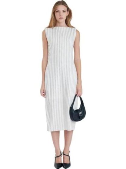 VESTIDO LARGO DE LINO BEIGE/HUESO HOLLY LAND