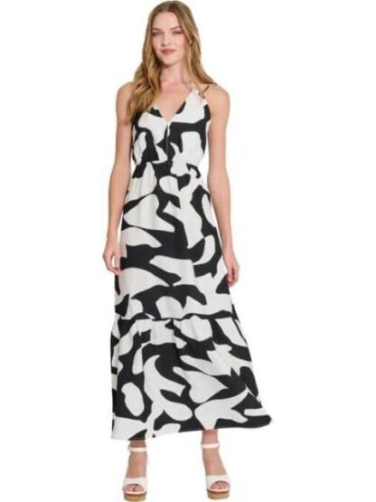 VESTIDO LARGO ESTAMPADO BLANCO/NEGRO HOLLY LAND