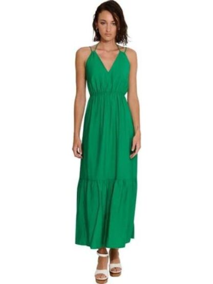 VESTIDO LARGO LISO VERDE HOLLY LAND