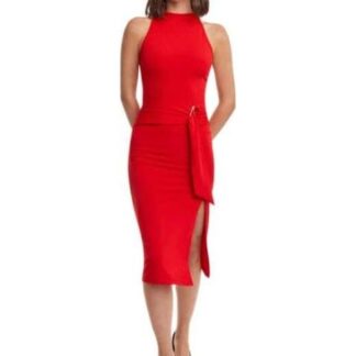 VESTIDO MIDI ACANALADO ROJO HOLLY LAND