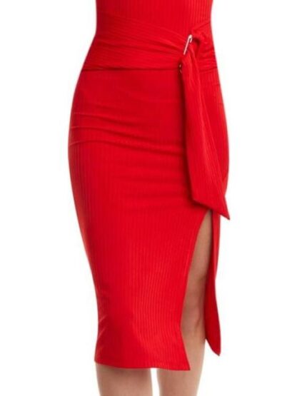 VESTIDO MIDI ACANALADO ROJO HOLLY LAND - Image 5