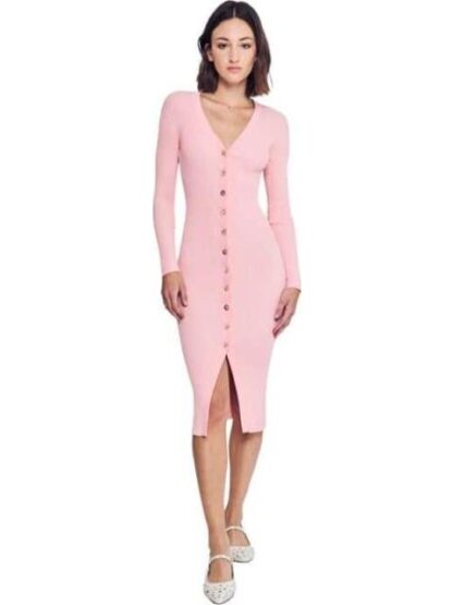 VESTIDO MIDI TEJIDO ROSA SAO PAULO