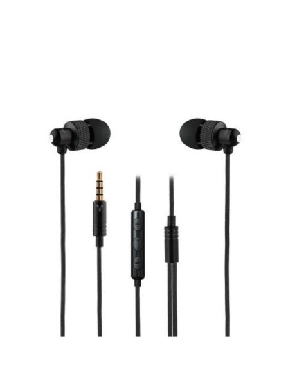 VORAGO AUDIFONOS INTRAURICULARES CON MICROFONO EP-304 ALAMBRICO 3.5MM NEGRO