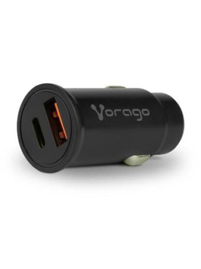 VORAGO CARGADOR PARA AUTO AU-305 20W 1X USB-C-1X USB-A NEGRO