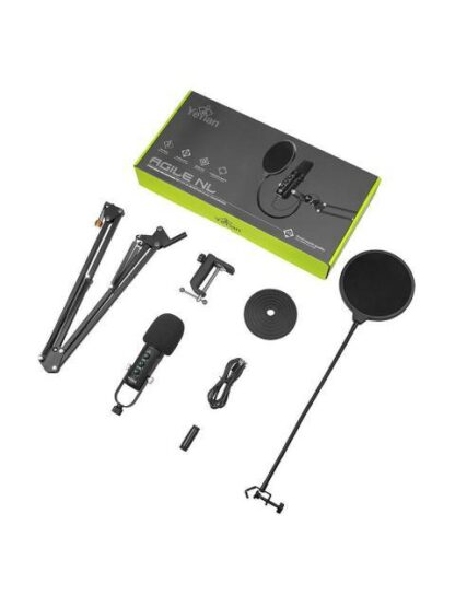 YEYIAN KIT MICROFONO CONDENSADOR YSA-UCHQ-01 ALAMBRICO USB NEGRO - INCLUYE SOPORTE DE BRAZO SOPORTE DE ESCRITORIO FILTRO POP Y CABLE USB A-B - Image 3