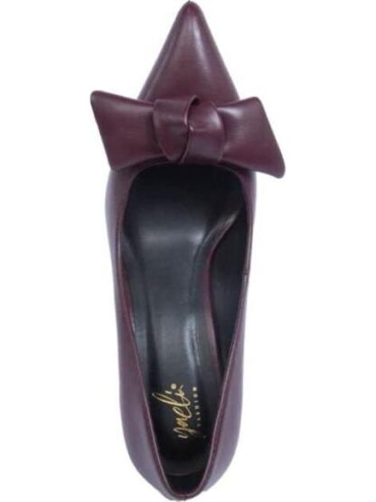 ZAPATILLA CON MOÑO TACON ASIMETRICO VINO YAELI FASHION - Image 3