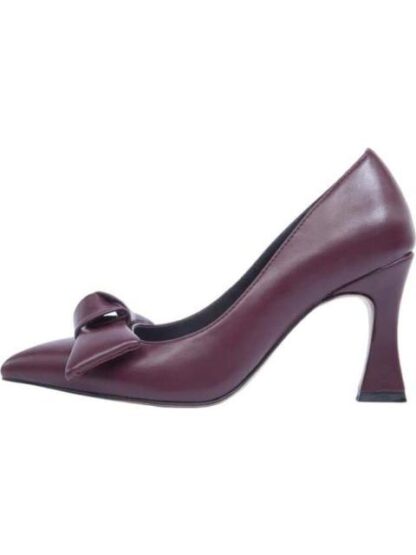 ZAPATILLA CON MOÑO TACON ASIMETRICO VINO YAELI FASHION - Image 5